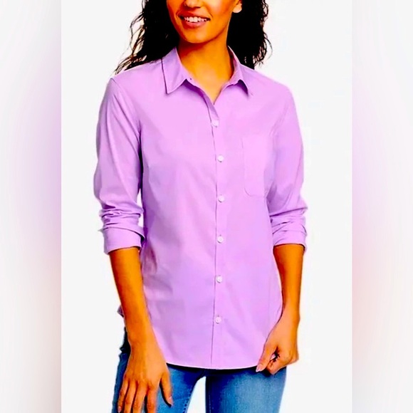 Eddie Bauer Lavender 3/4 quarter sleeves Button-Up Shirt - Picture 6 of 6